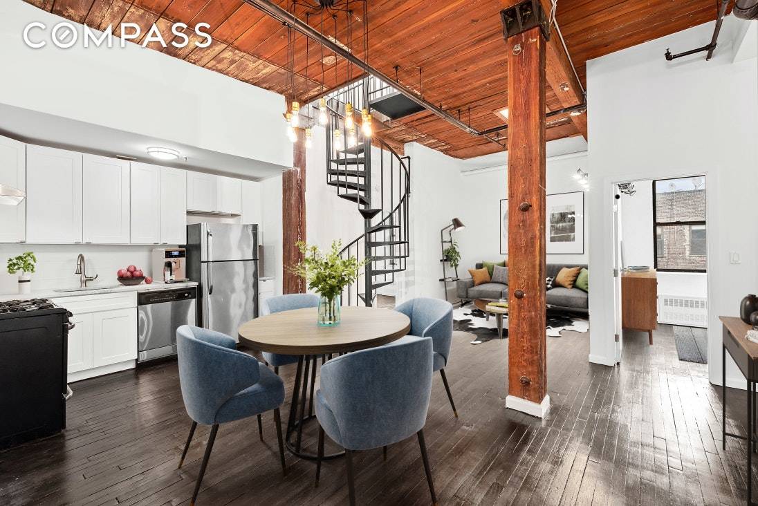 A spectacular opportunity to reside in a massive Three Bedroom Two Bathroom home with Private Roof Terrace at the Knitting Factory Lofts in Clinton Hill !