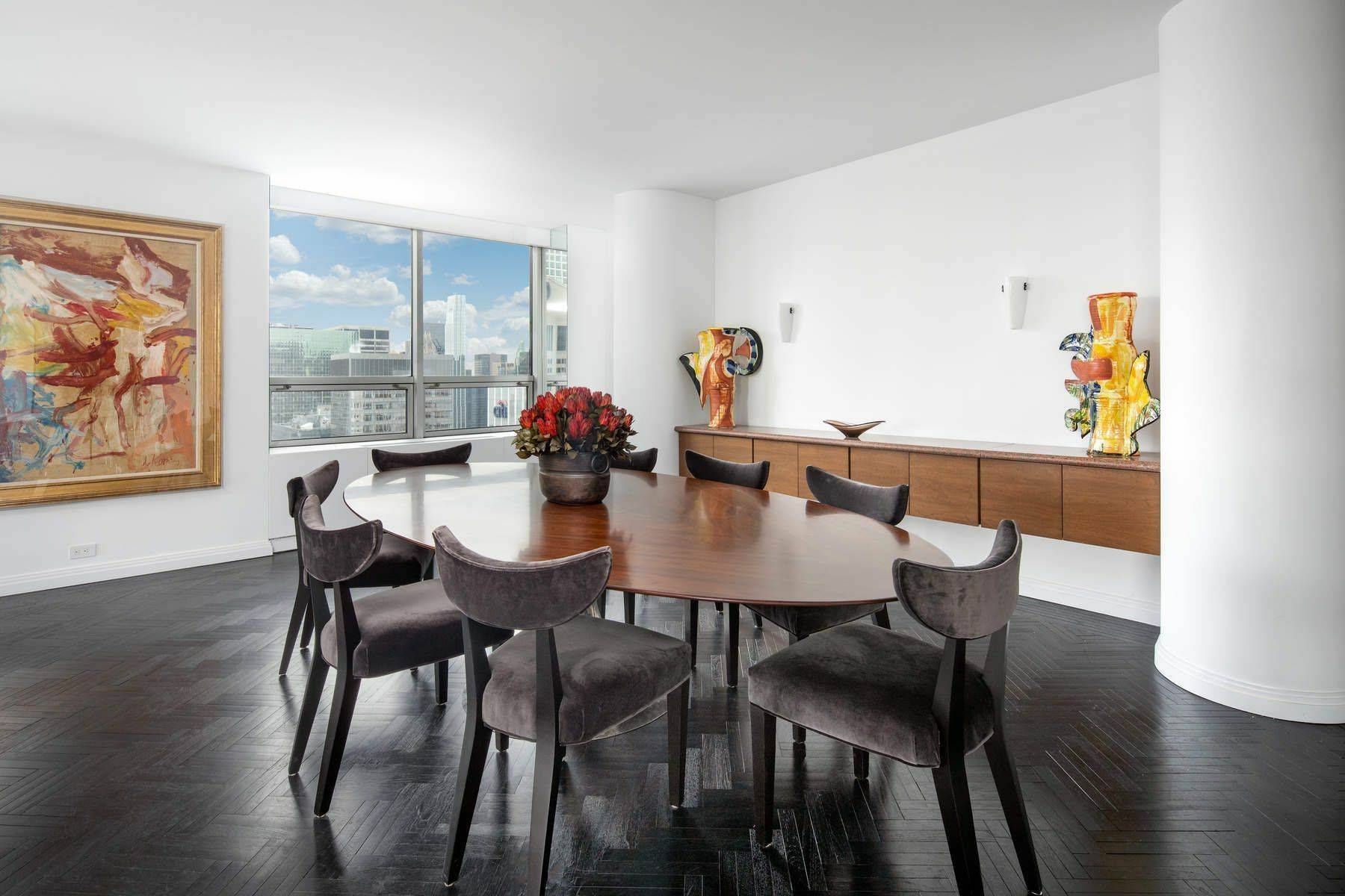 Perched high atop the forty sixth floor of the world renowned Museum Tower, this exquisite 3 bedroom and 3.