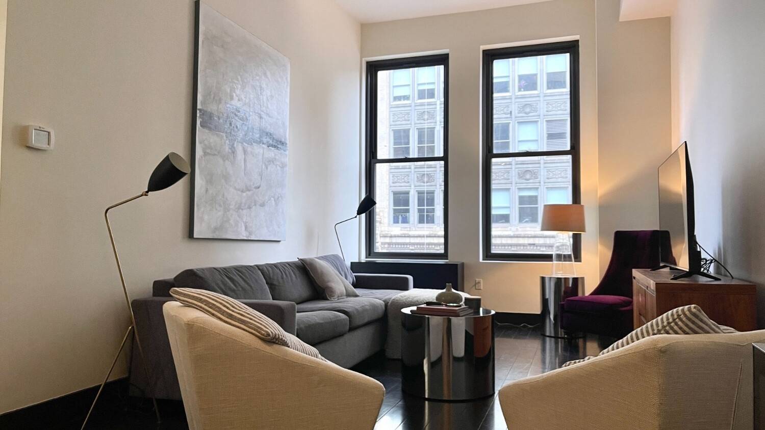 Luxury Furnished One Bedroom Loft at 254 Park Avenue South, Apt 6A Apartment 6A is a stunning, fully furnished one bedroom loft offering timeless style and modern comfort.
