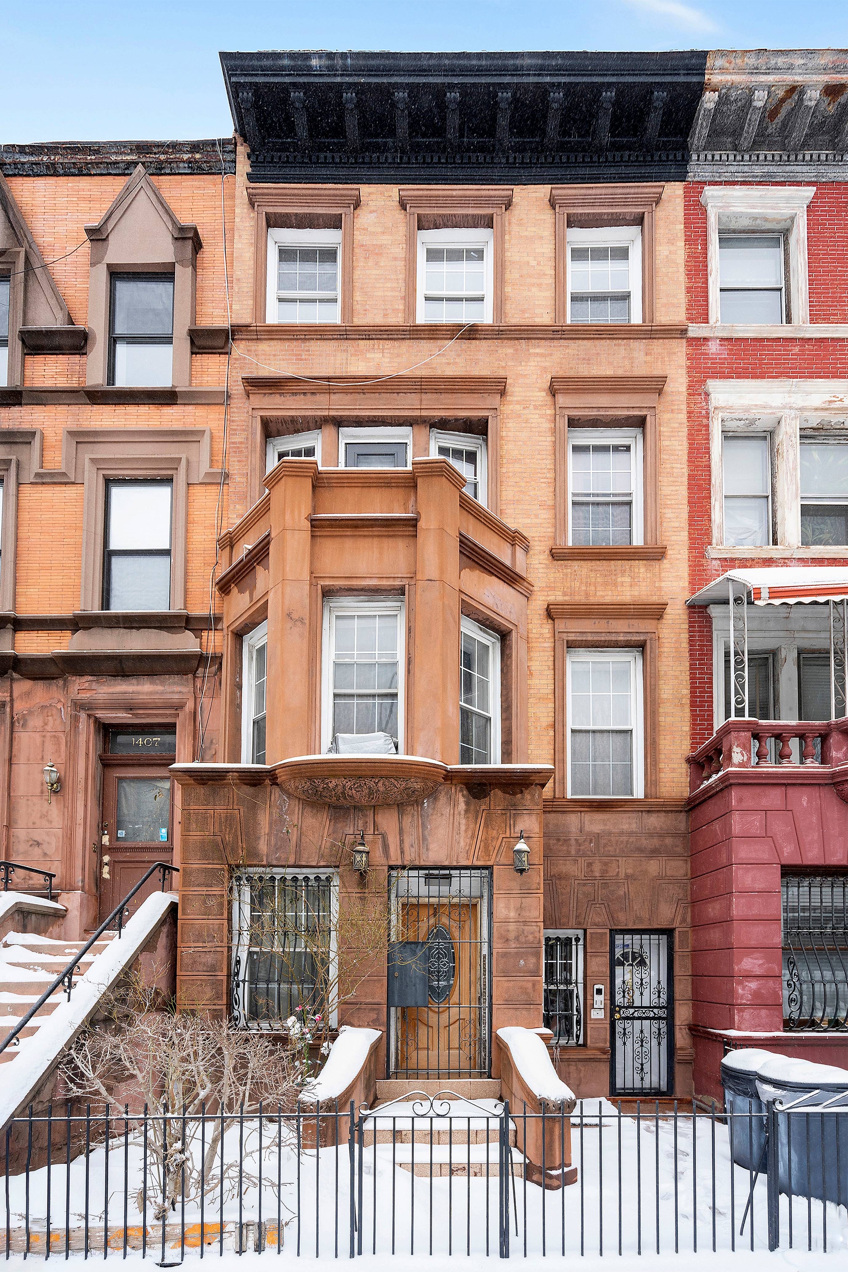 Welcome to 1409 Dean Street, a towering 4 story townhome boasting a rich brownstone and masonry brick facade, and a 3900 square foot interior space, characterized by king sized bedrooms, ...