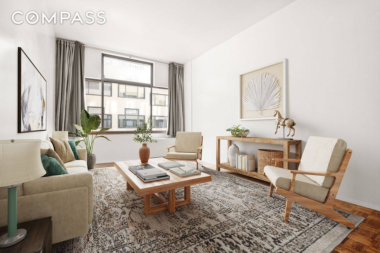 Residence 614 is a bright and spacious studio apartment facing east toward quiet courtyard.
