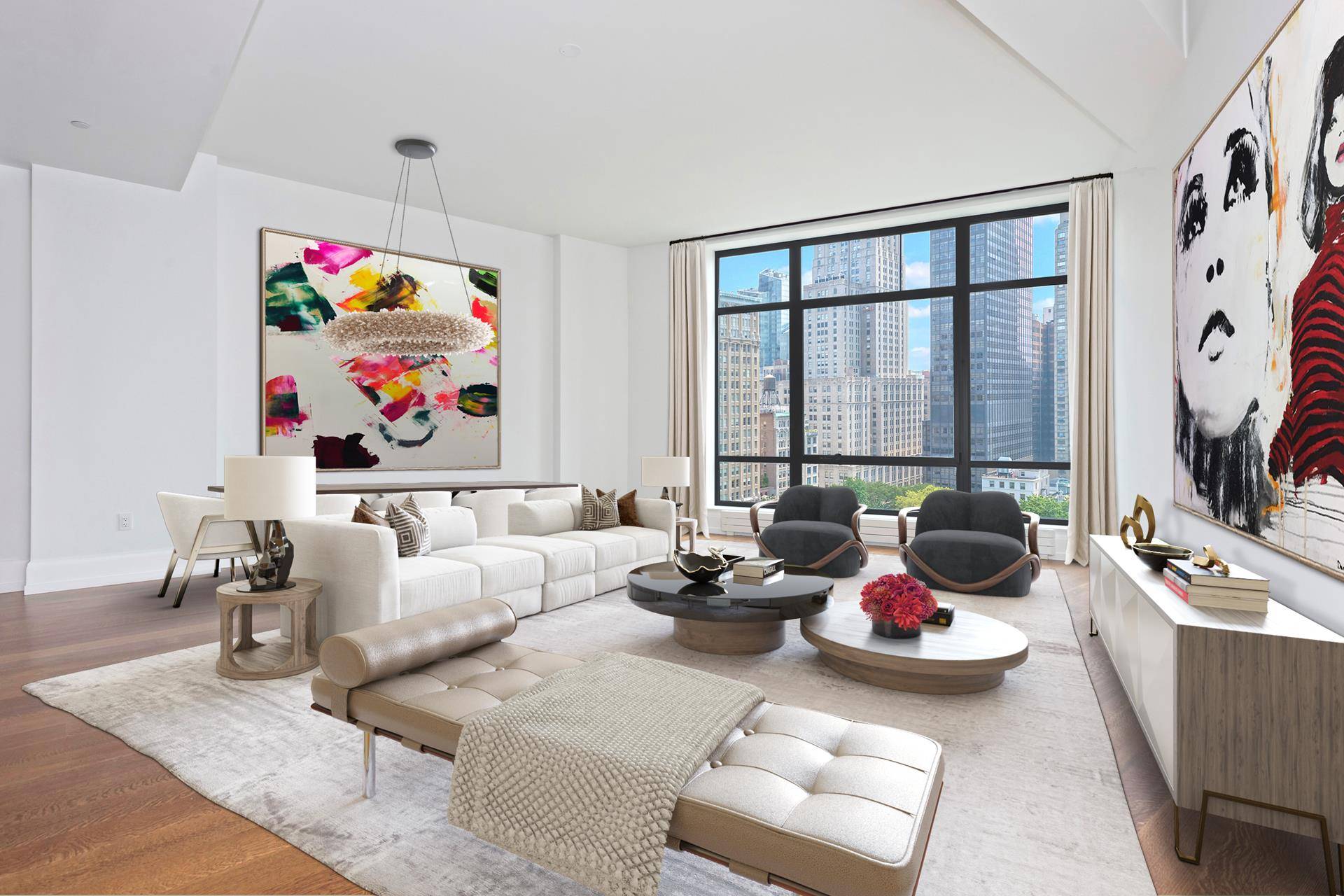 Stunning 4 bedroom, 4. 5 bath home with Park Views, located in the coveted 10 Madison Square West Condominium.