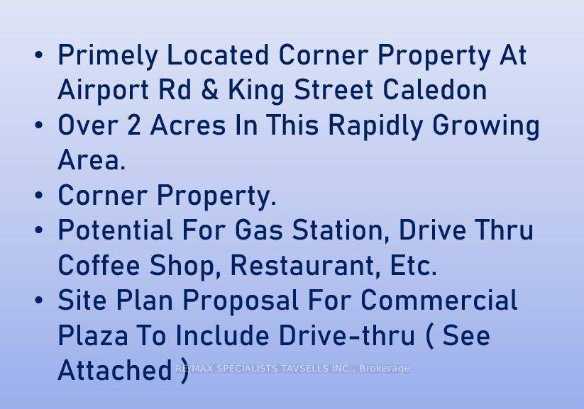 Primely located corner property at Airport Rd King Street over 2 acres in this rapidly growing area.