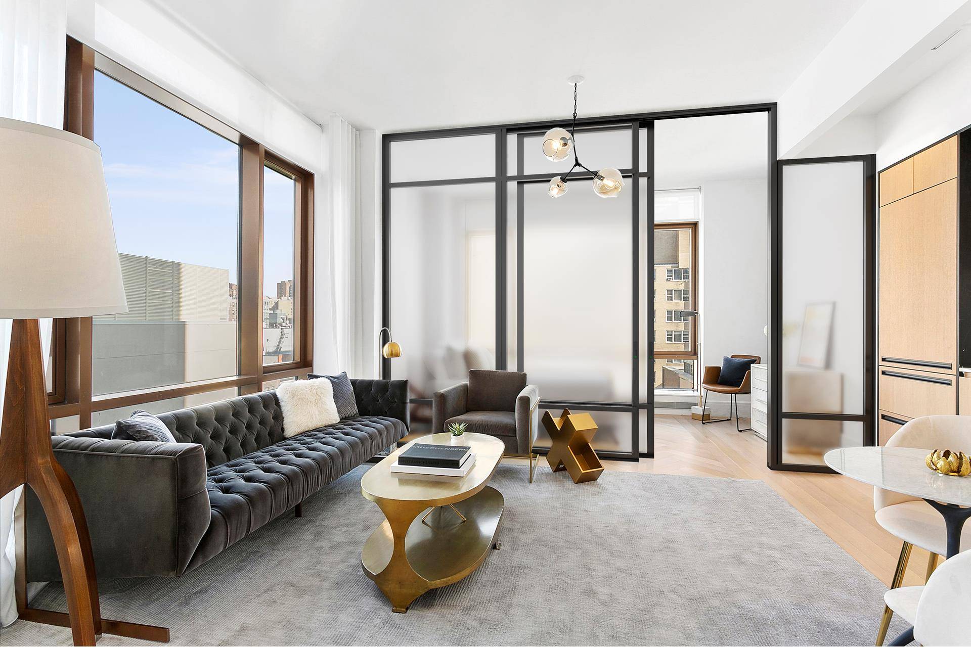Available for Immediate Occupancy Residence 9F is a light filled loft studio convertible 1 bedroom residence with north and east exposure with open views to Midtown of the Chrysler Building.