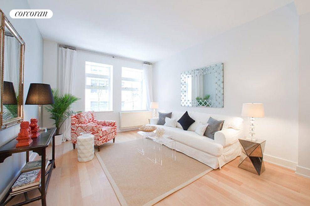 Sleek, sunny one bedroom Williamsburg condo available for a 4 15 move in date !