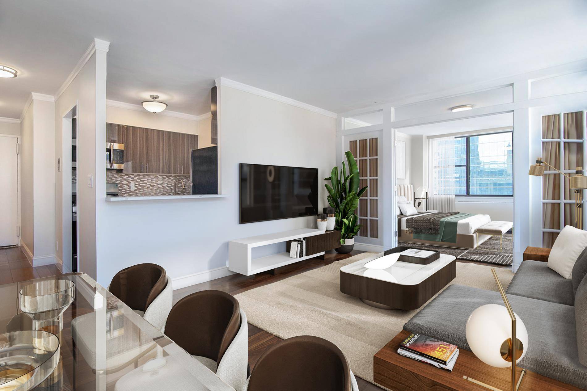 This newly renovated 2 bedroom amp ; 1 bathroom PENTHOUSE condo at 'The Delegate' boasts open South West exposures with STUNNING views of Midtown Manhattan including the iconic Chrysler Building.