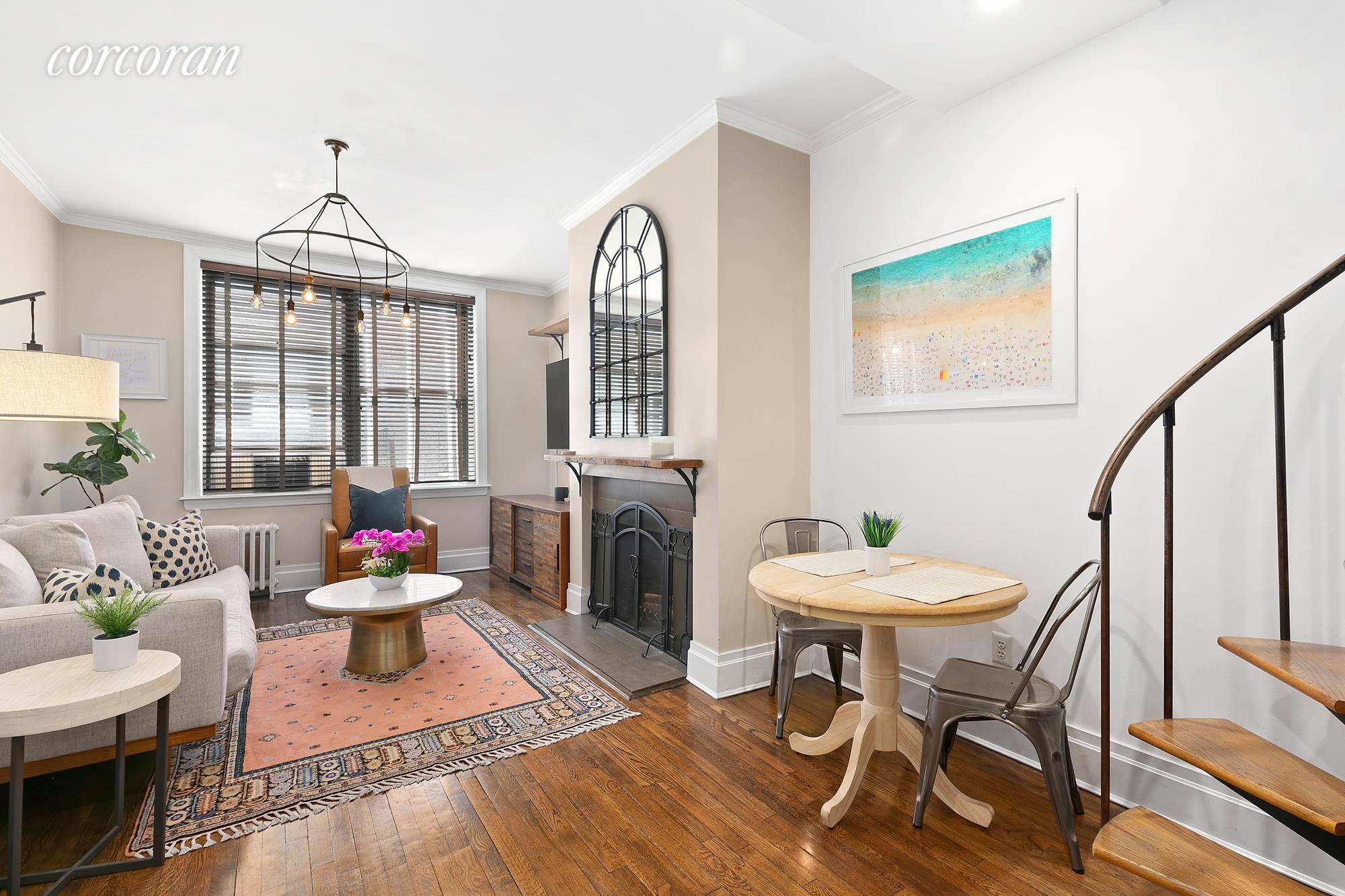 New to market ! Situated atop this four story cond op in vibrant South Slope, is this duplex apartment with one bedroom, 1 1 2 baths, a wood burning fireplace ...