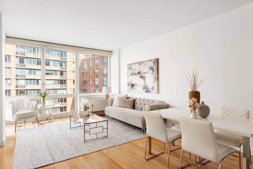 Enjoy beautiful river views from from your living room on Roosevelt Island this split layout 2 bedroom 2 bath in the Riverwalk Court Condominium features floor to ceiling windows in ...