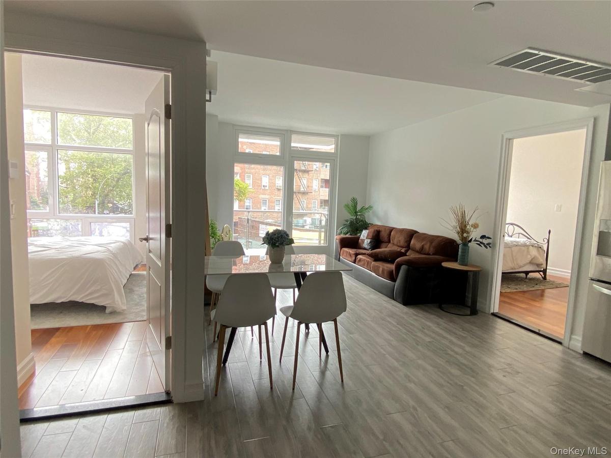 Dining space with wood finished floors