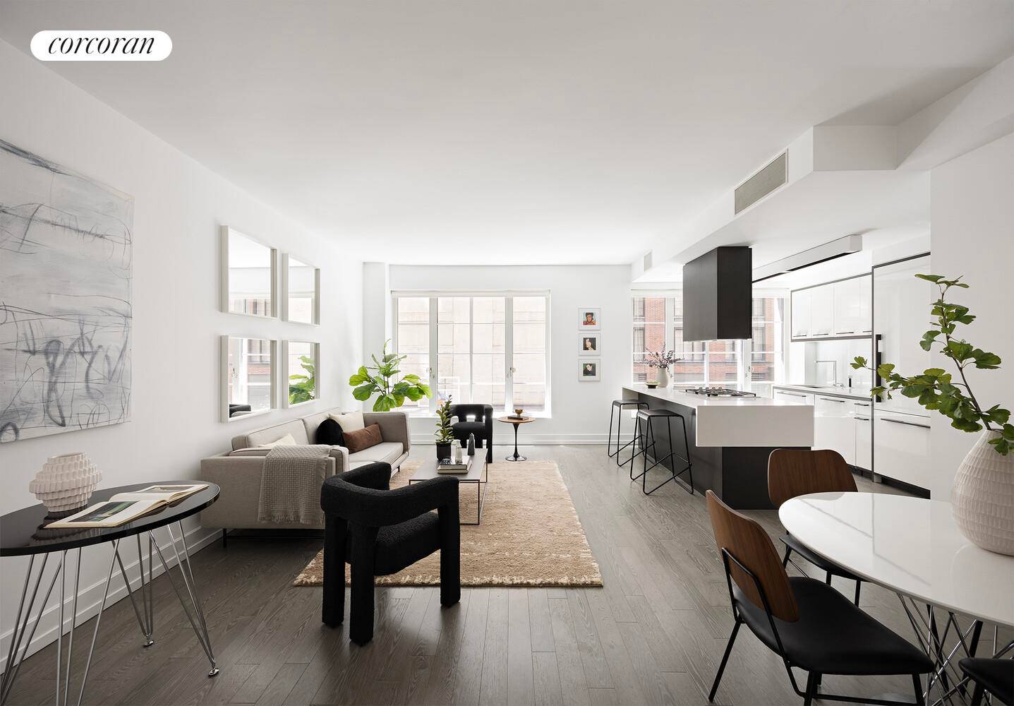 Experience refined living in this expansive one bedroom, one bathroom residence, where oversized windows invite natural light with Southern exposures overlooking a beautifully landscaped courtyard.