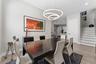 Dining Room with beautiful custom lighting fixures