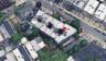 Aerial view of property and surrounding area with property parcel outlined