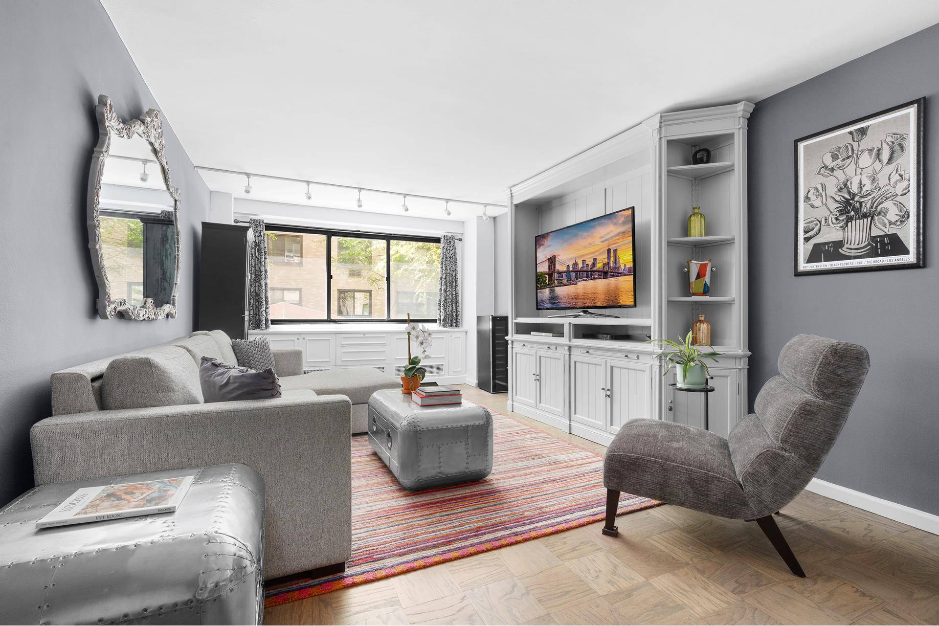 Absolutely Stunning ! Apartment 2KN at The Chelsea Lane is a meticulously renovated, oversized one bedroom home with southern exposure overlooking the building's lushly planted courtyard.