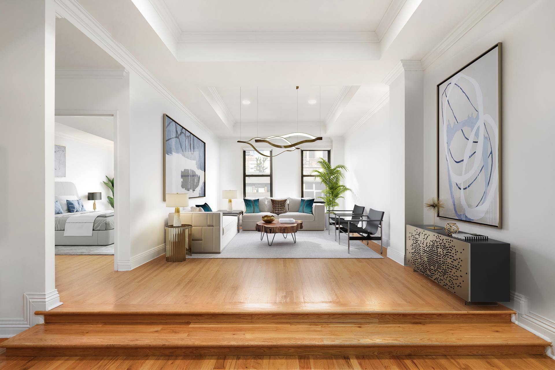 Loft is virtually staged to illustrate its potential.