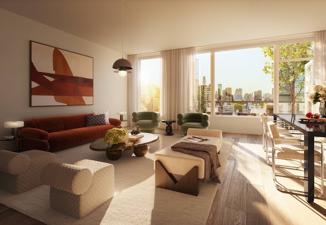 Residence 24B is a generous three bedroom, three bathroom home, with 10 foot ceilings and floor to ceiling windows boasting open city and river views.