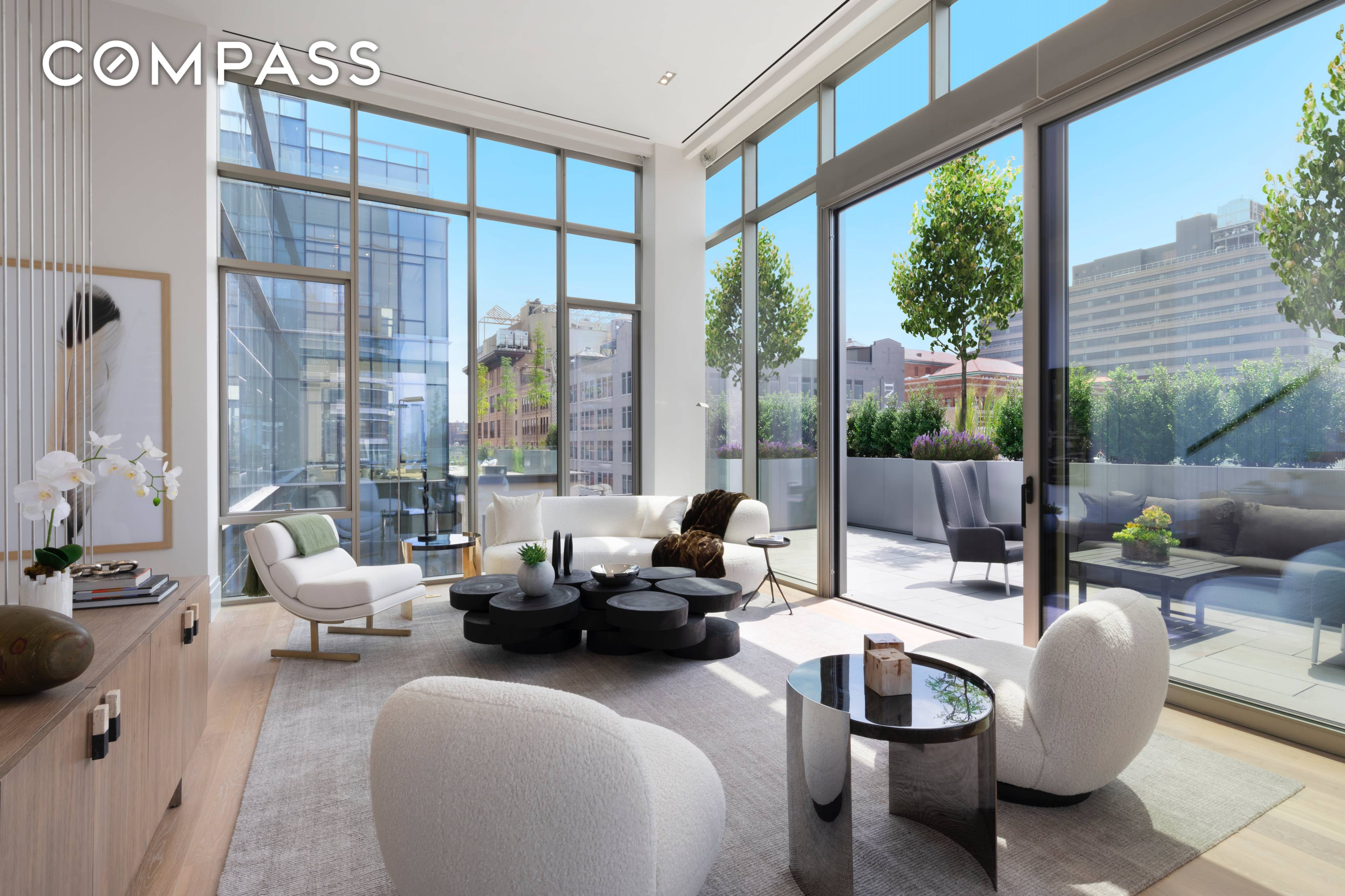 Perched above Washington and Leroy Streets, Penthouse East sprawls across 7, 475 interior square feet and 1, 693 exterior square feet with 4 exposures.