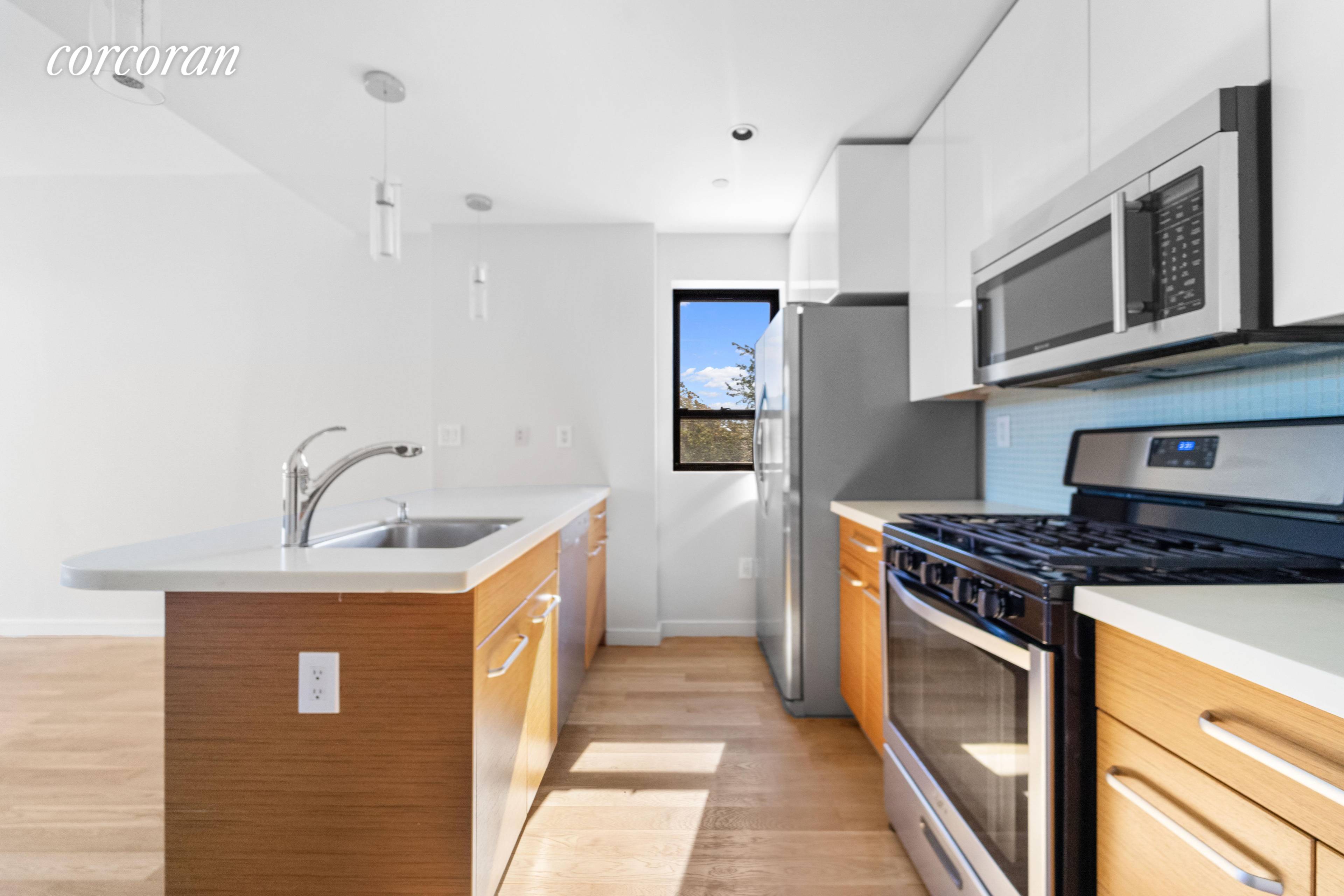 Perched high above the tree lined streets of Fort Greene is an impeccably renovated 2 bedroom and 2 full bathroom apartment with a private oversized balcony !