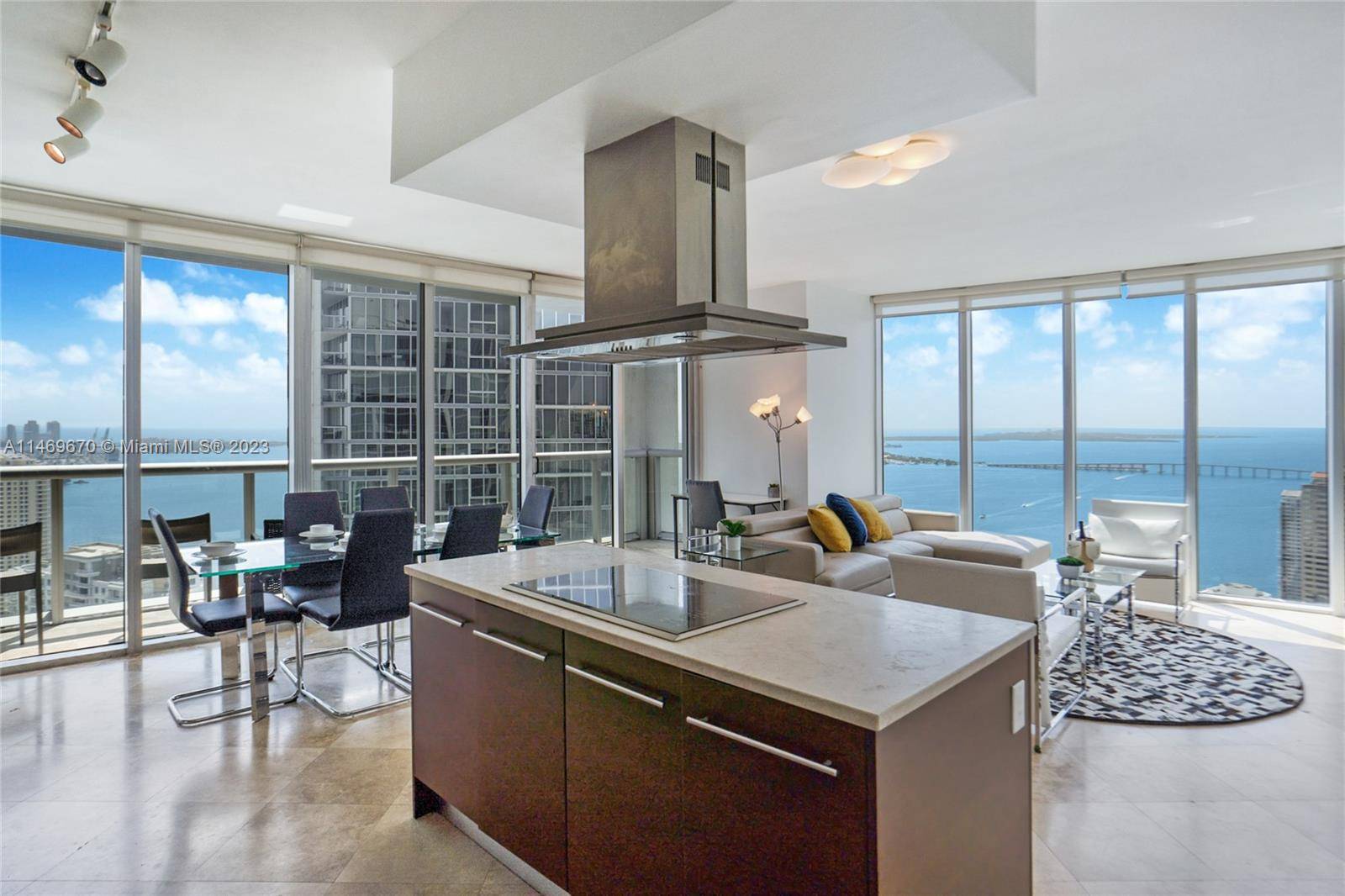 Huge, water facing SE Corner Unit in the highly sought after 10 Line of Icon Brickell near the very top of the building with Bay views all the way to ...