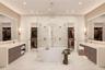 Primary bathroom offers dual water closets and sinks with built out closet space. Renderings and plans are conceptual and provided for illustrative p