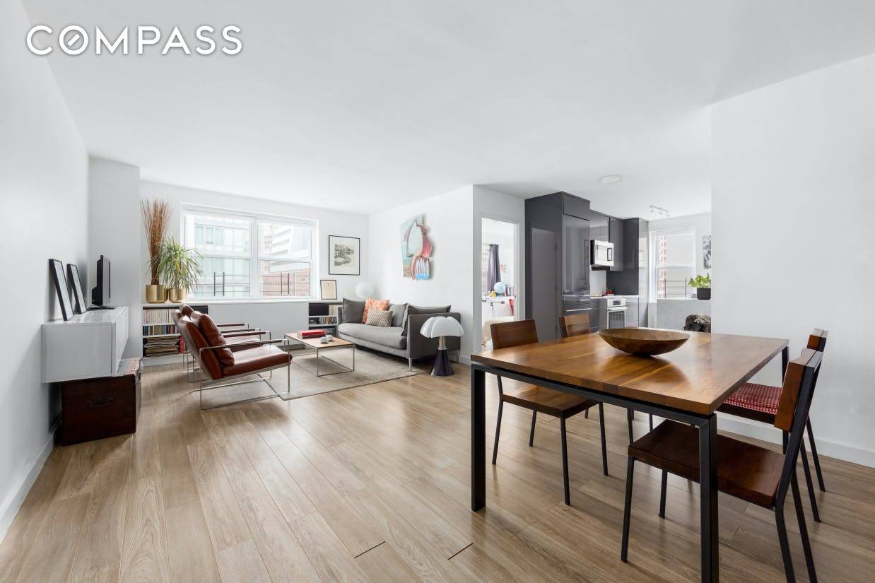 Chic modern design and abundant natural light combine in this impeccably renovated two bedroom, one and a half bathroom Kips Bay co op.