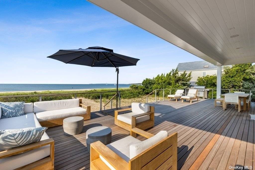 Beach Front Bliss. Stunning new construction directly on Gardiners Bay beach front.