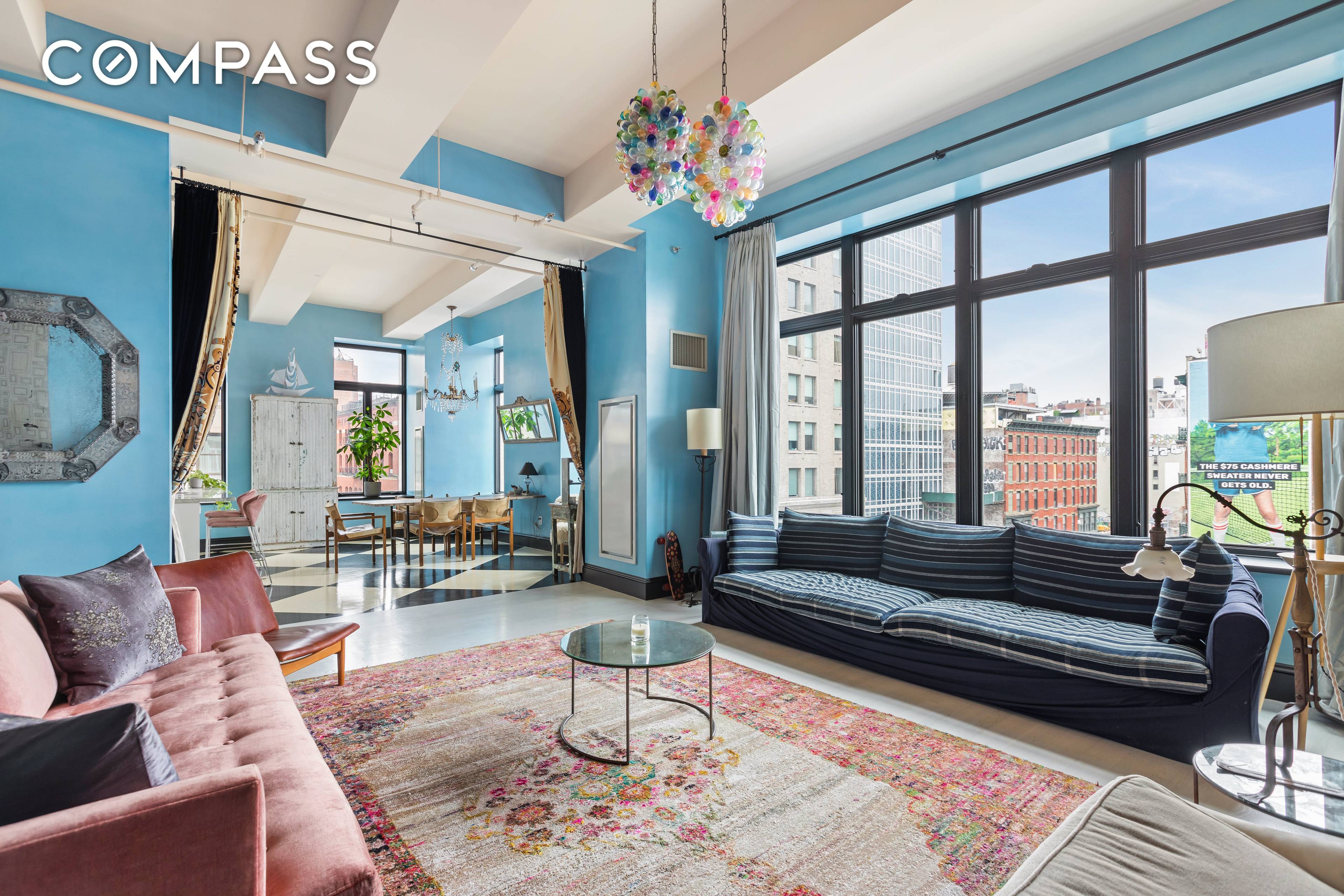 This expansive corner loft in Soho really delivers that wow factor and impresses the moment you arrive !