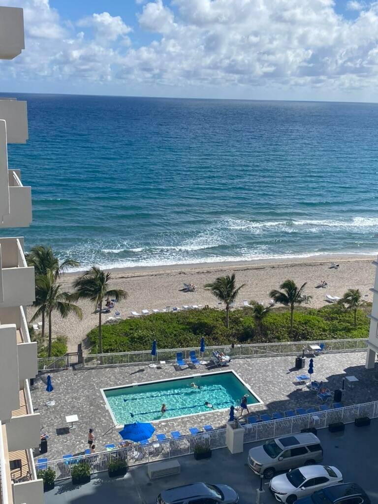 Beautiful updated furnished 9th floor 2 bedroom 2 bath CORNER UNIT with 2 balconies and views of both the Ocean and the Intracoastal.