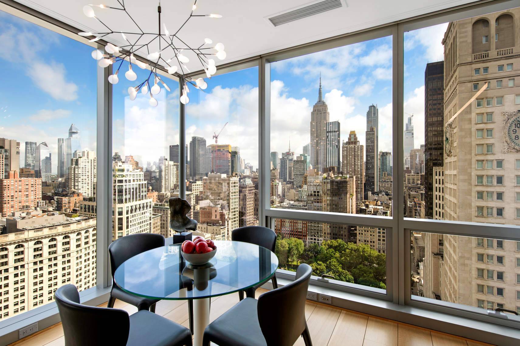 Turnkey Corner 2 Bedroom with Cinematic Skyline Views Perched at the nexus of Flatiron, Gramercy, NoMad and Chelsea is this rarely available corner two bedroom, two bath residence spanning 1, ...
