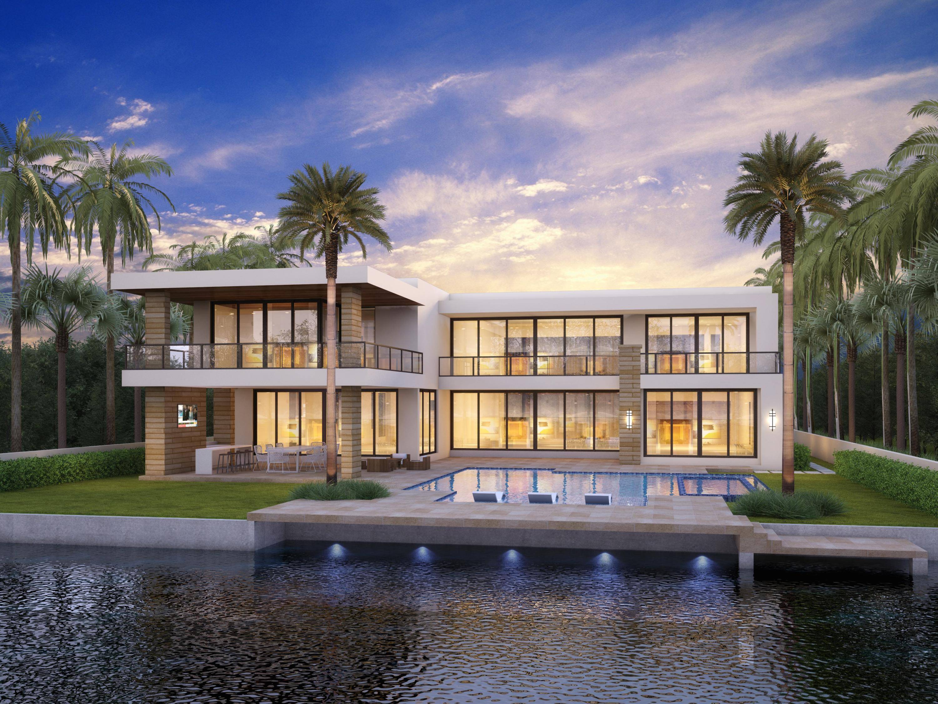 New Gated Architectural Intracoastal Masterpiece on Boca Raton's sought after Spanish River Road in 'The Estate Section' by renowned Builder JH Norman and famed Brenner Architectural Group.