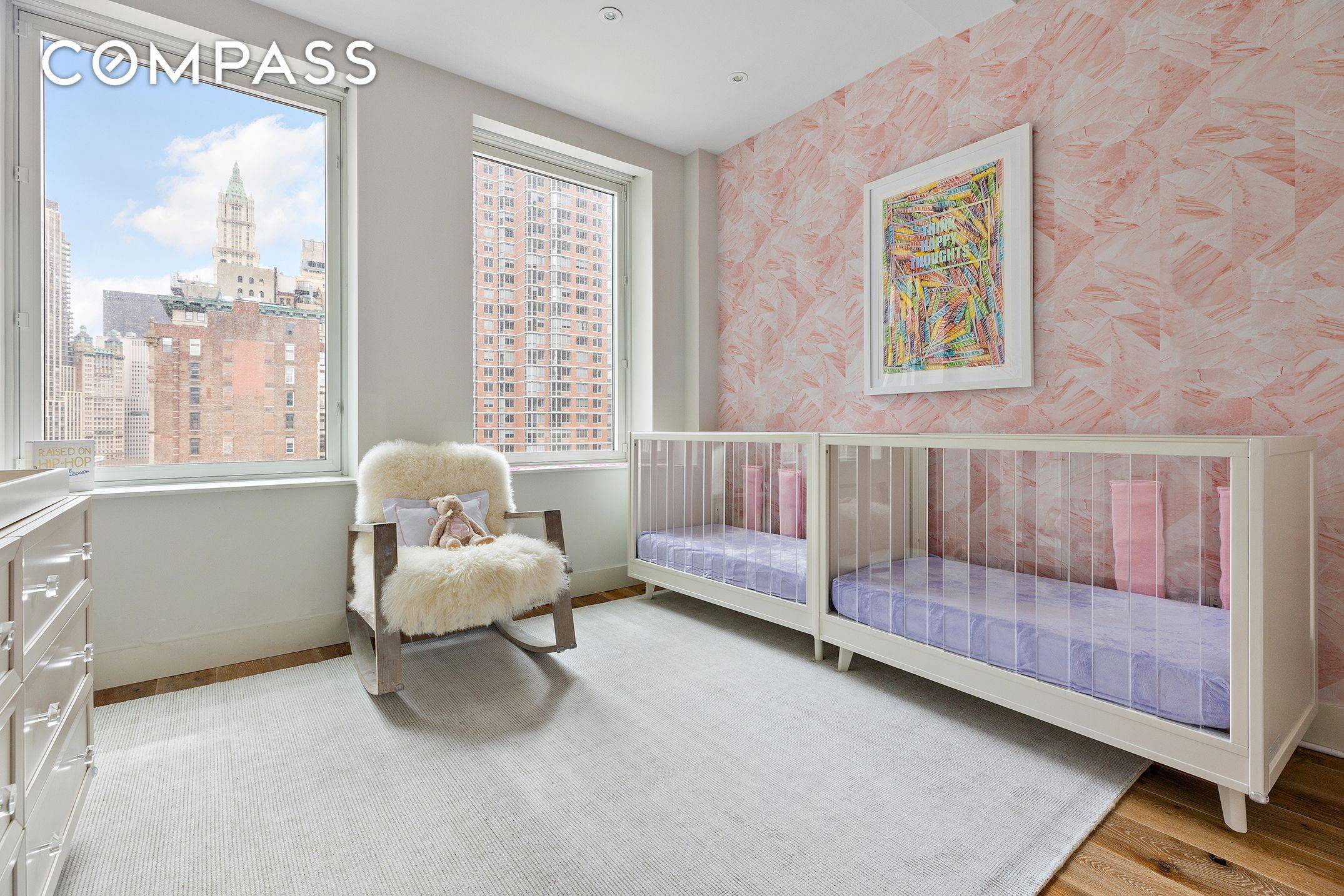 Bask in extraordinary light and luxury in this beautiful three bedroom, three and a half bathroom home in a premier, full service Tribeca condominium.
