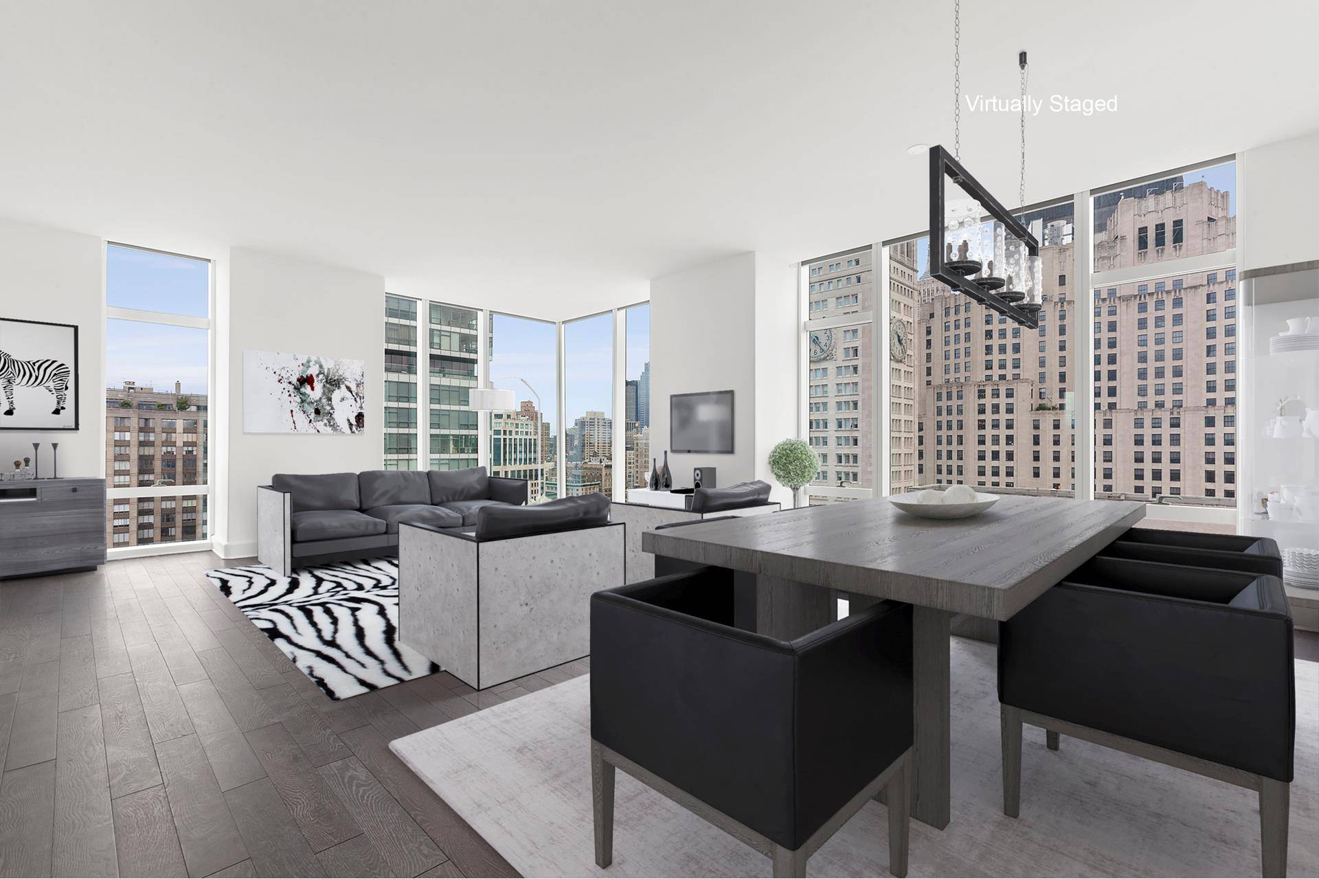 Welcome to 28A, an astonishing two bedroom corner residence surrounded by floor to ceiling windows showcasing stunning views of the Midtown and Downtown skyline.
