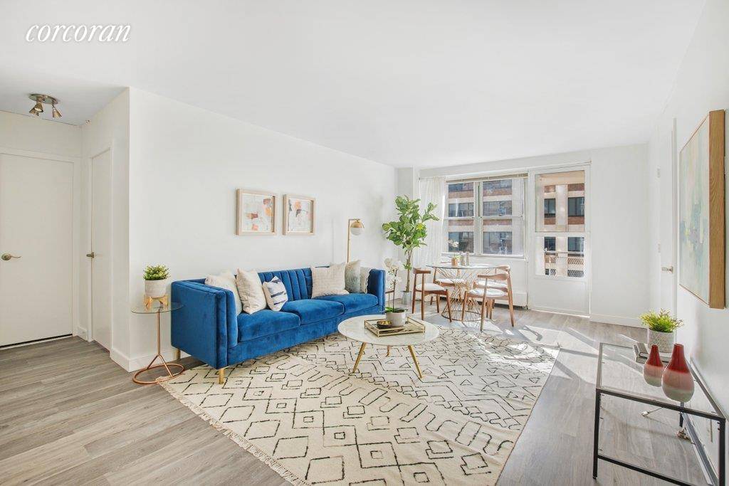 Balcony, windowed home office, beautiful new floors, sunny and south facing 303 West 66th 5CE has everything on your Manhattan apartment wish list !