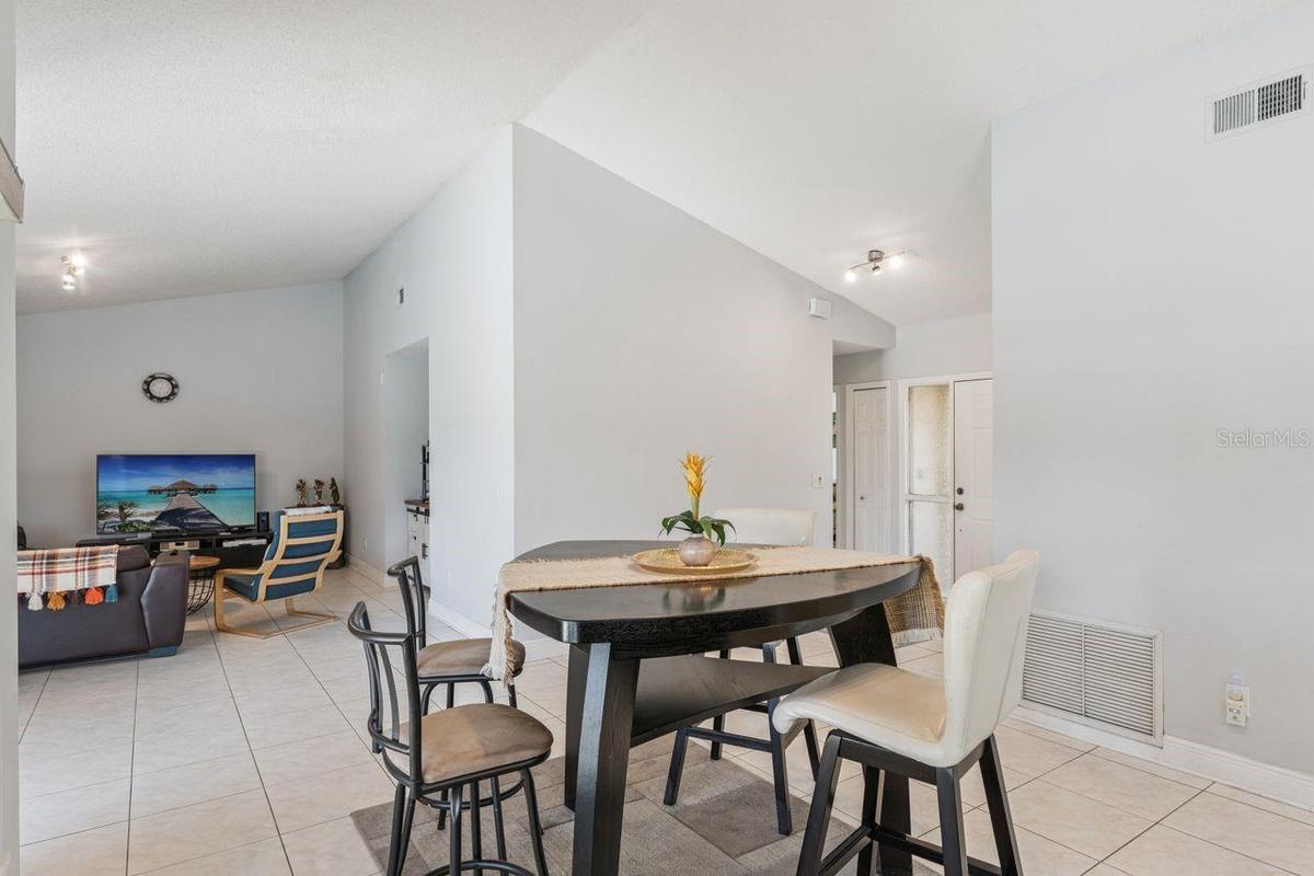 View of dinette to living room area