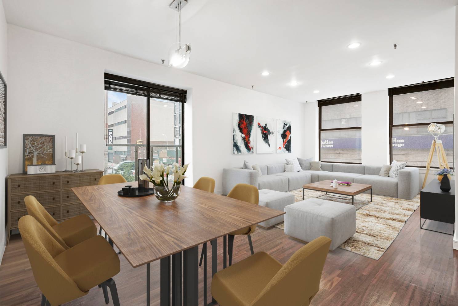 Stunning floor through, two bedroom two bathroom loft in a boutique condo building in the heart of Hells Kitchen.
