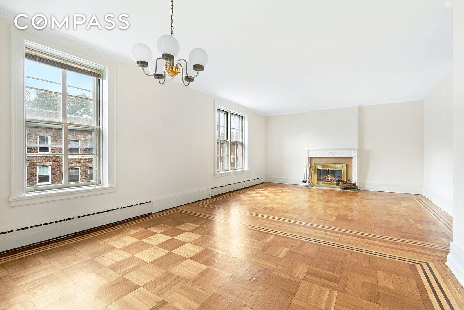 Live a life more extraordinary in this spacious pre war 3 bedroom 2 bathroom home with a wood burning fireplace in The Chateau, one of Jackson Heights' most fabled cooperatives.