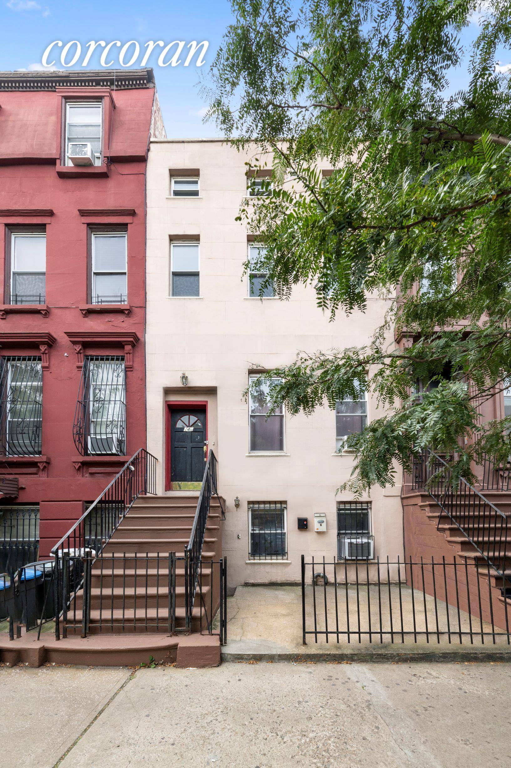 Welcome to 246 Monroe, a two family brick townhouse located on a tree lined block in the Bed Stuy Historic District.