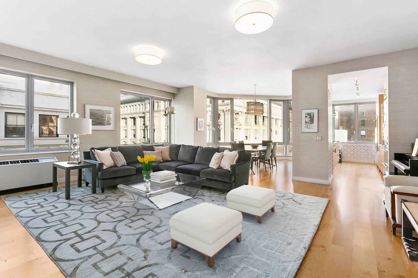 Residence 6 C at 100 West 18th Street is an oversized and loft like corner 2 Bedroom 3 Bathroom CNV 3 bedroom home w magnificent cityscape and Empire State Building ...