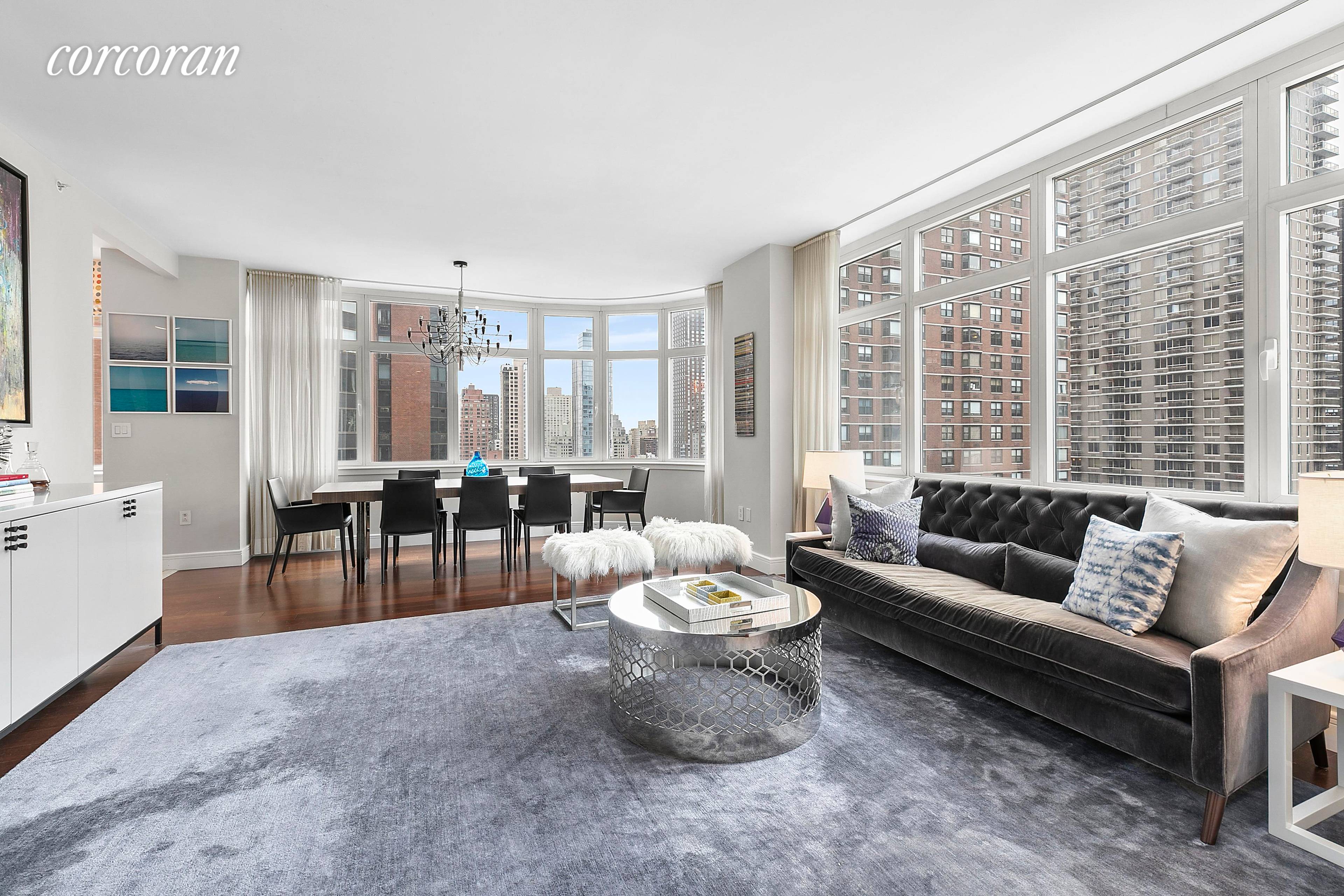 This lovely, South East Corner residence sits on the 11th floor and spans 2, 234 square feet, with city and skyline views.