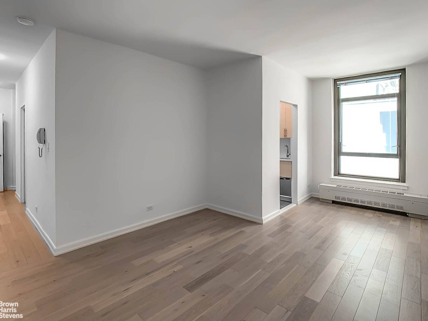 Completely renovated, spacious one bedroom apartment with extra large windows.