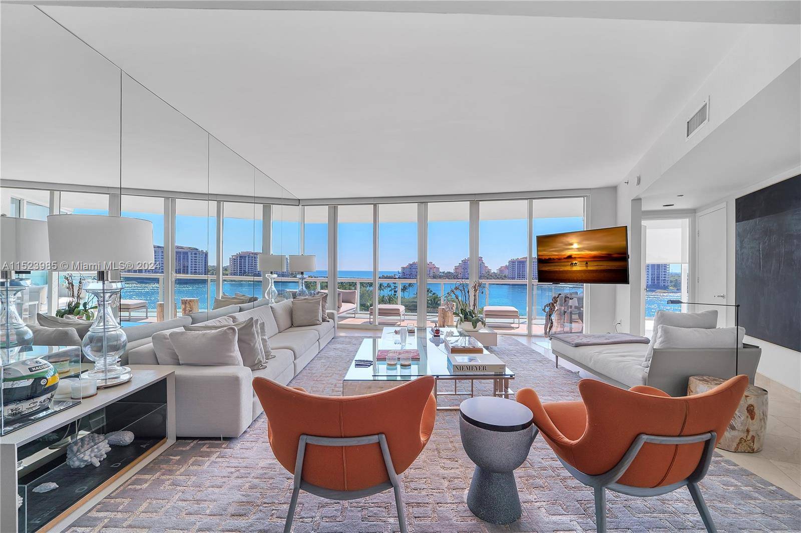 Spectacular waterfront 3 bedroom 3 bath flow through residence at the exclusive and luxurious Murano at Portofino in the world renowned South of Fifth neighborhood in South Beach.