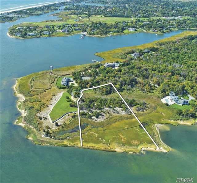 This 6. 45 acre waterfront building lot combines panoramic views of the expanse of Shinnecock Bay and Dune Road, with convenient proximity to the amenities of Quogue Village, providing a ...