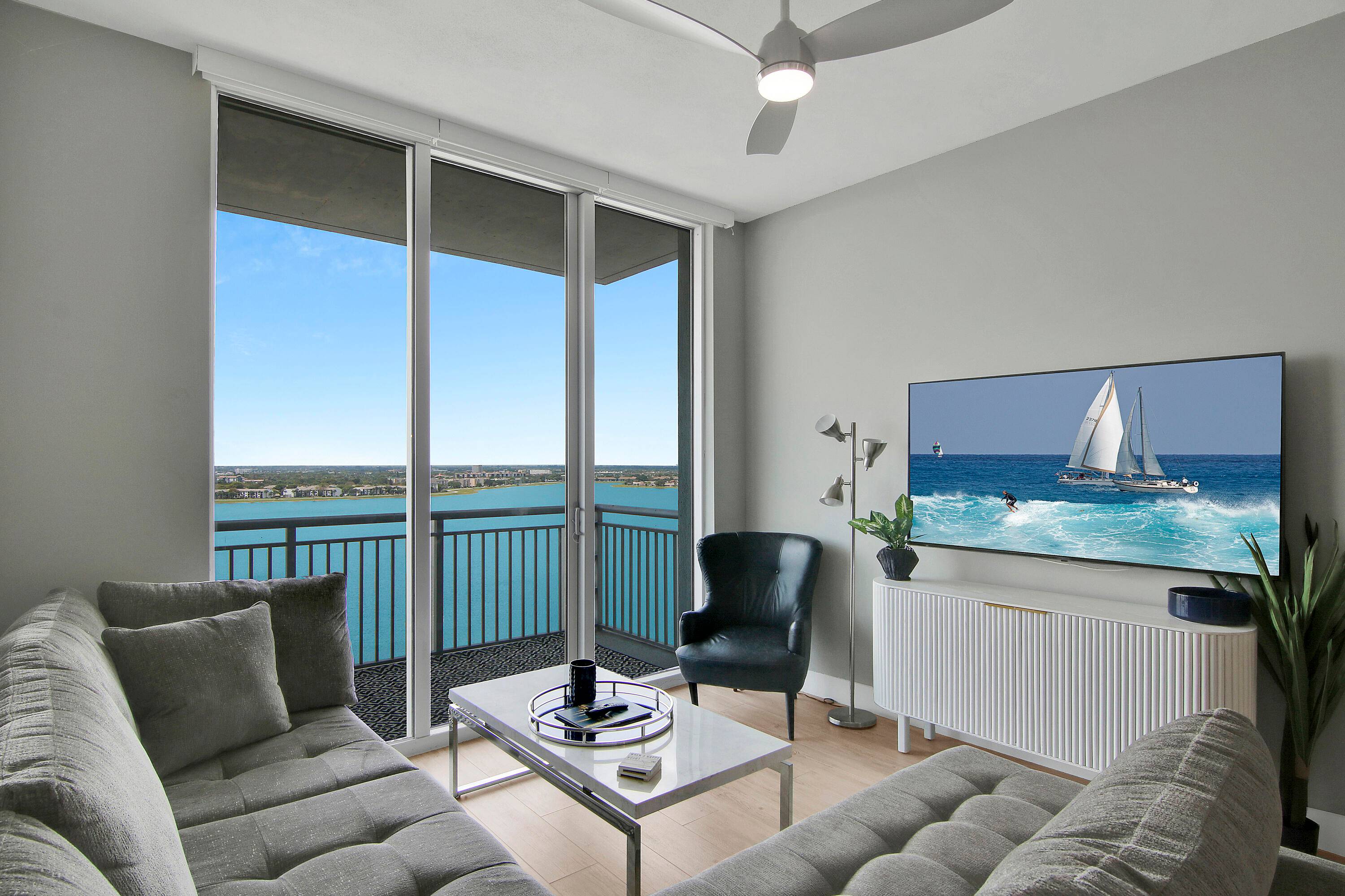 Stunning waterfront industrial loft style living at the Edge Condo in the heart of Downtown West Palm Beach.