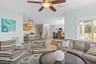 Open concept primary living area, dining and kitchen area