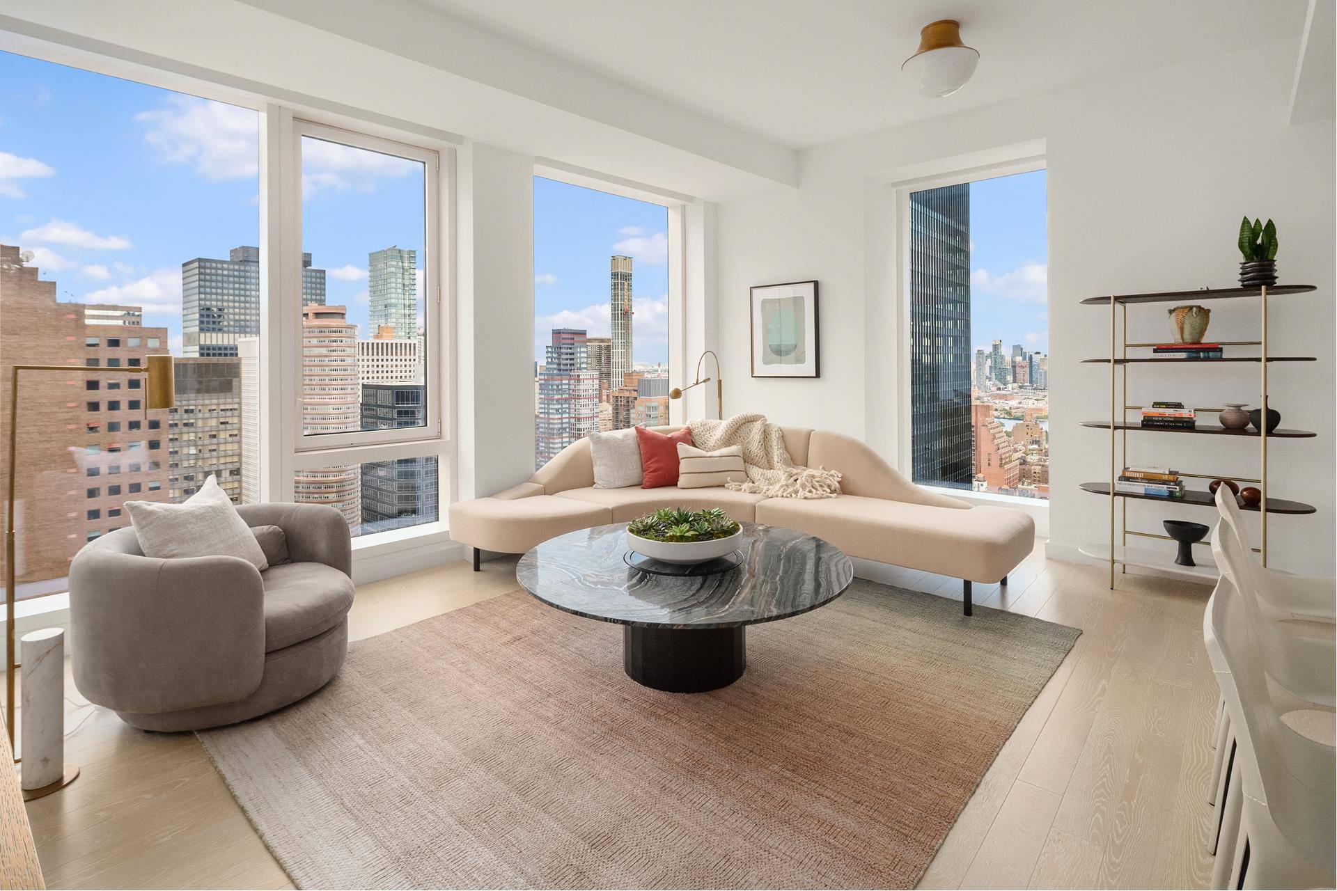 Immediate Occupancy. This expansive two bedroom, two and a half bathroom residence designed by Champalimaud offers North, East, and Southern exposures through floor to ceiling windows.