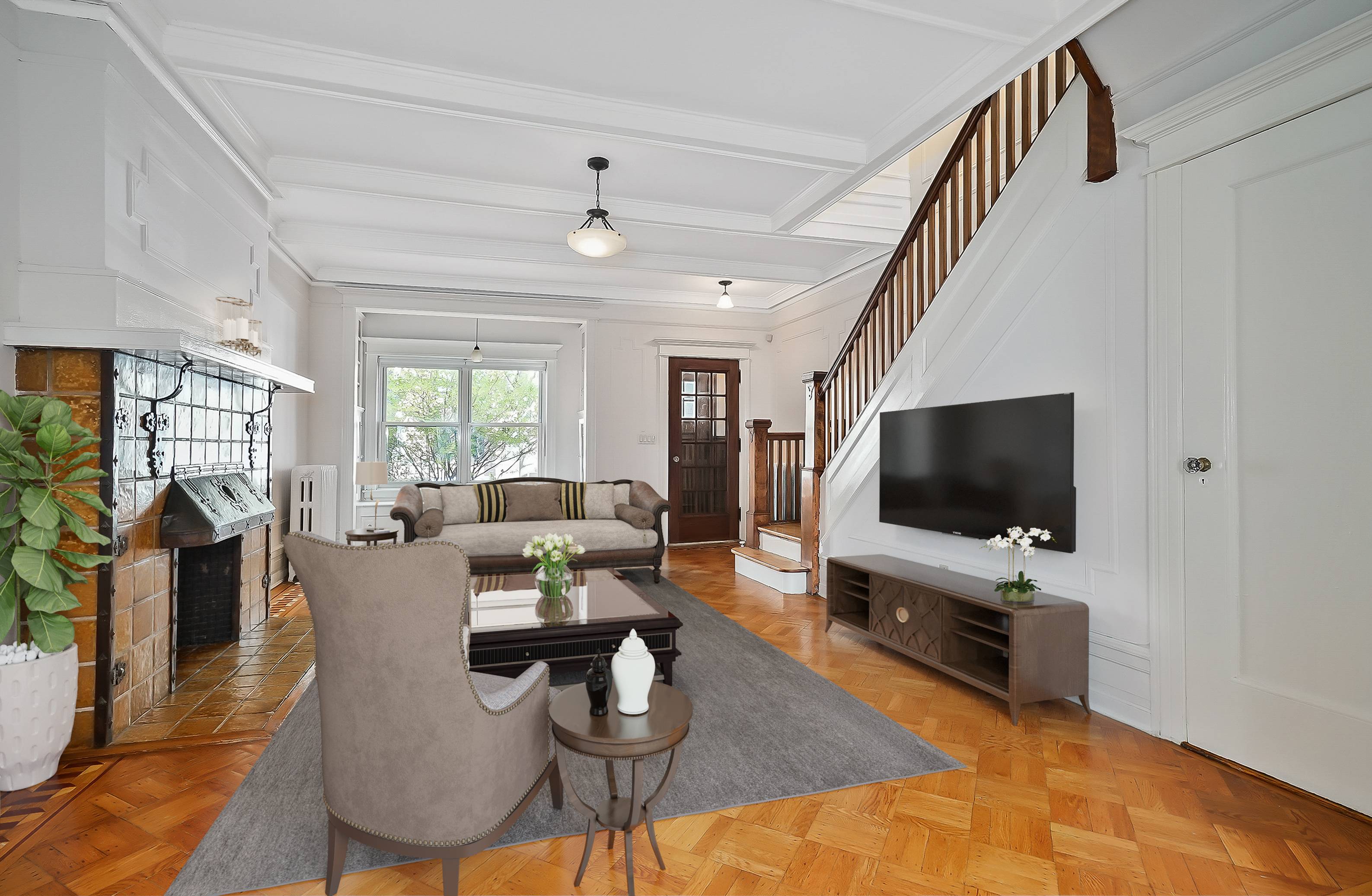 This Charmingly restored 1922 Craftsman single family rowhouse in prime Crown Heights South a stone's throw away from Franklin Ave Medgar Evers subway stop, Brooklyn Museum, Botanical Gardens and Prospect ...