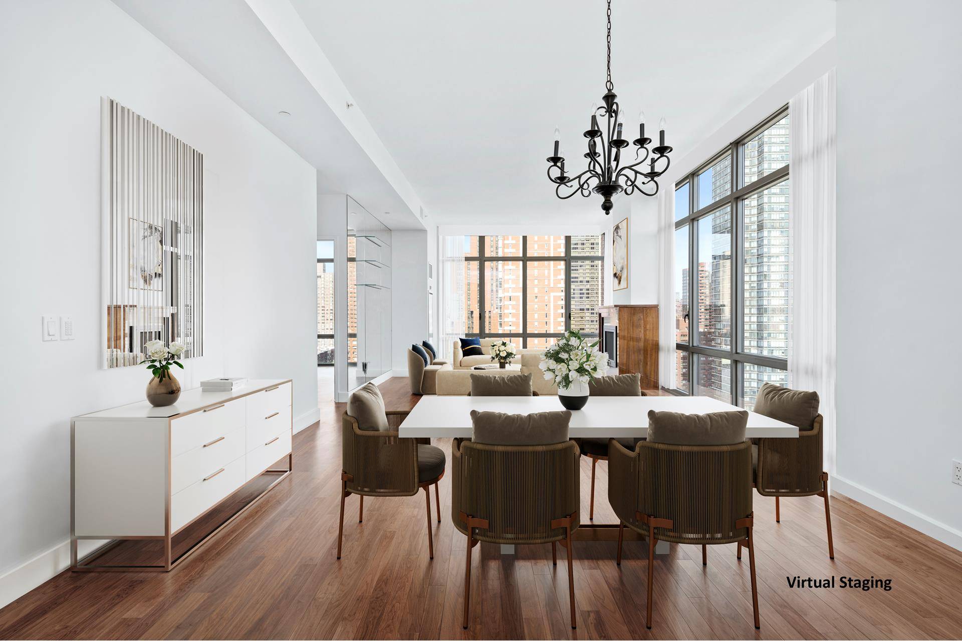 This 3, 000 square foot sundrenched four bedroom, four bathroom residence offers spectacular city and East River views.