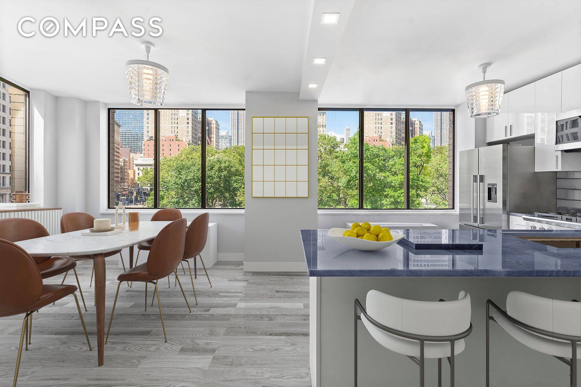 Residence 5J at Madison Green Condominium is a triple mint, corner two bedroom, two bathroom home with direct Madison Square Park and Flatiron Building views, 1, 273 square feet of ...