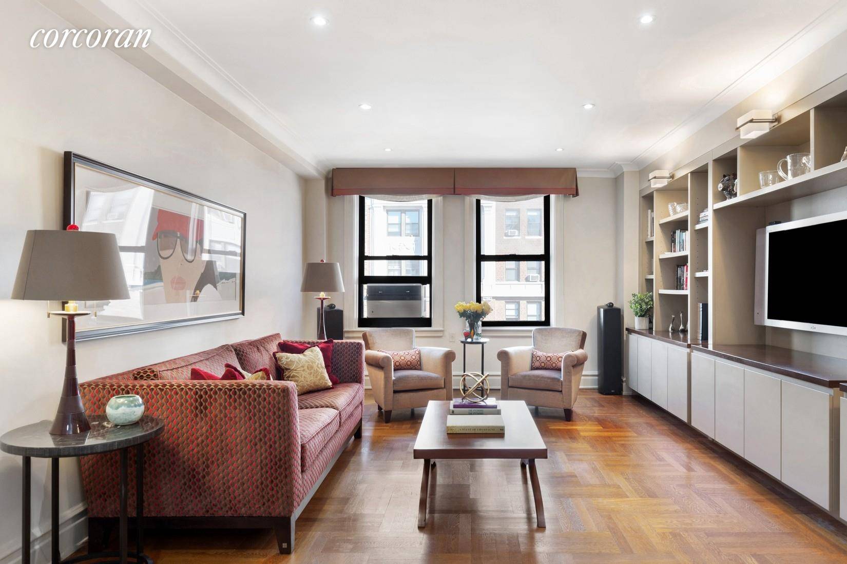 Spacious, turn key, seven room home at Rosario Candela designed building on serene 334 West 86th Street, located just three buildings from beautiful Riverside Park.