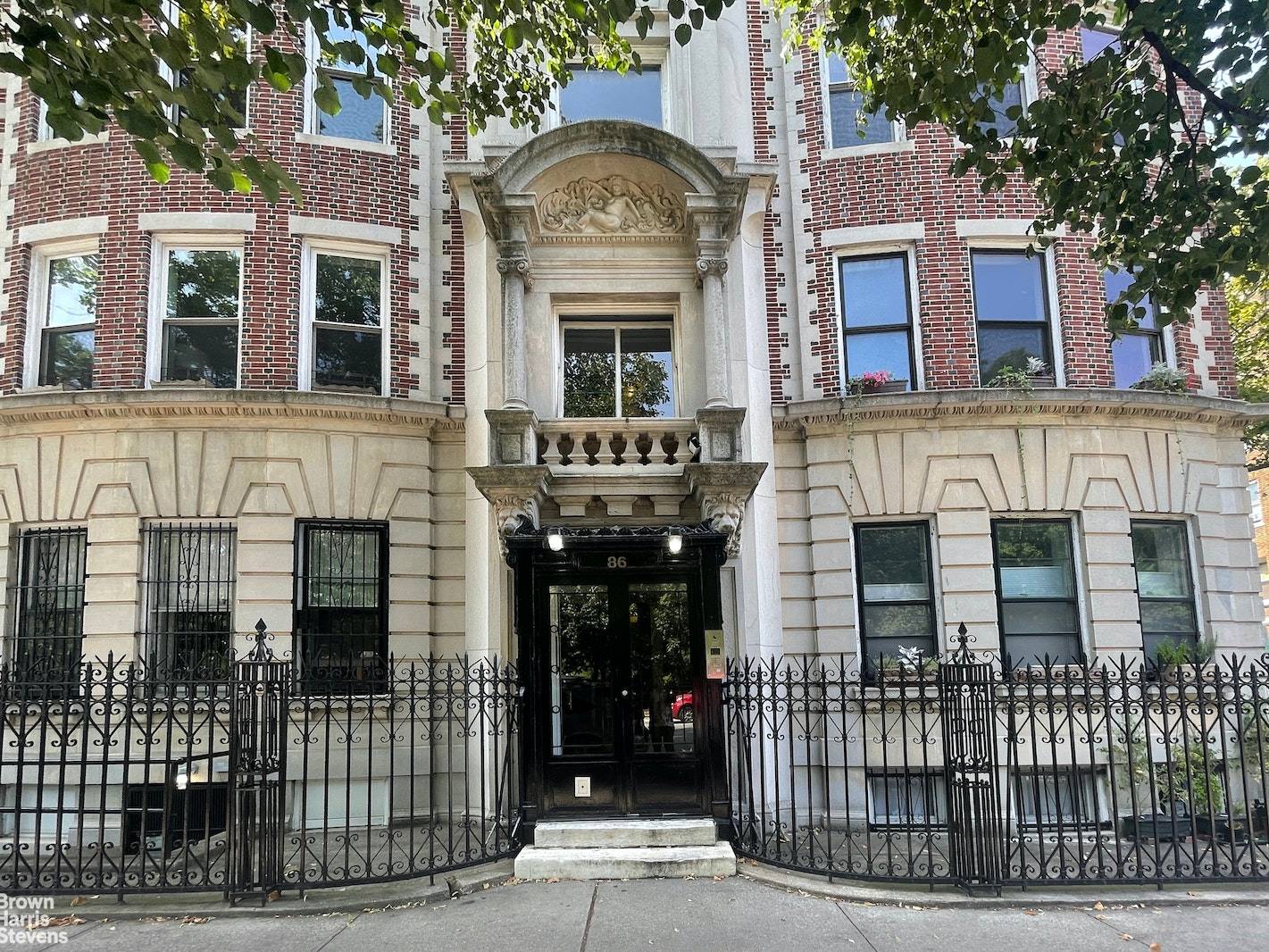 Look outside the windows and watch the gorgeous Litchfield Villa gardens change with the seasons from your sprawling Center Slope apartment in this 1908, French Beaux Arts Style building.