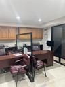 Office area featuring recessed lighting and light tile patterned floors